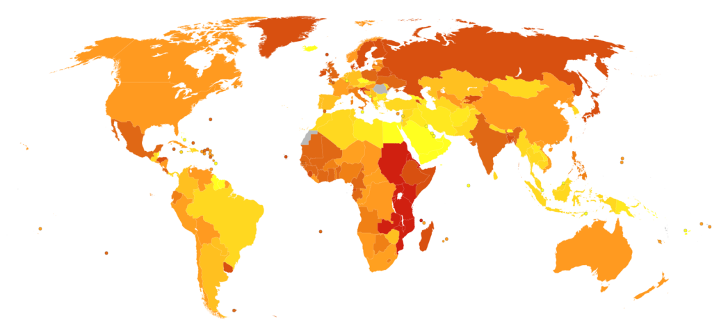 Rheumatoid Arthritis world map