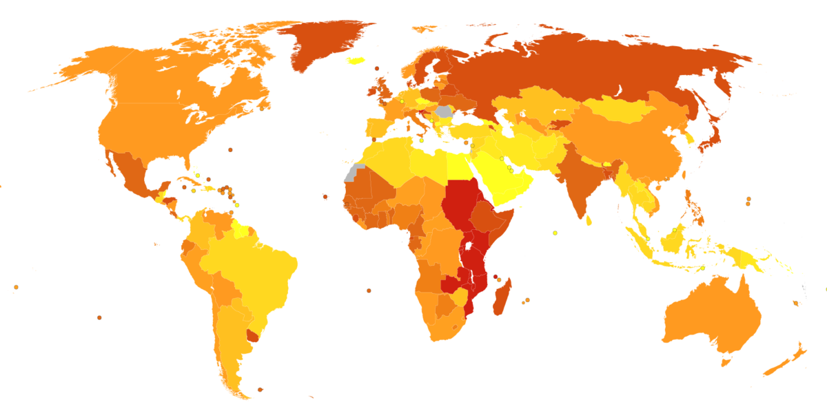 Rheumatoid Arthritis world map